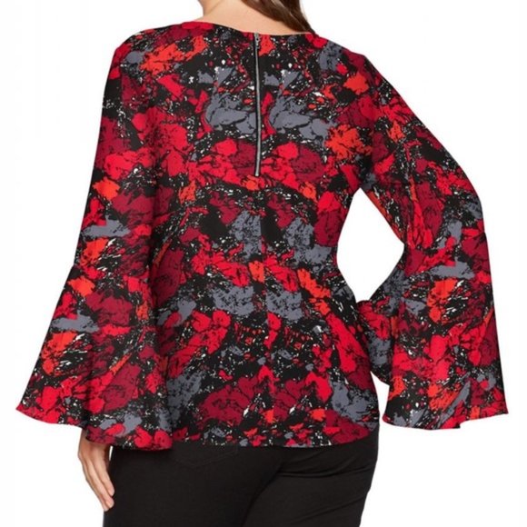 REBEL Wilson X Angels Bell Sleeve Top in Ruby Rock - Picture 2 of 12